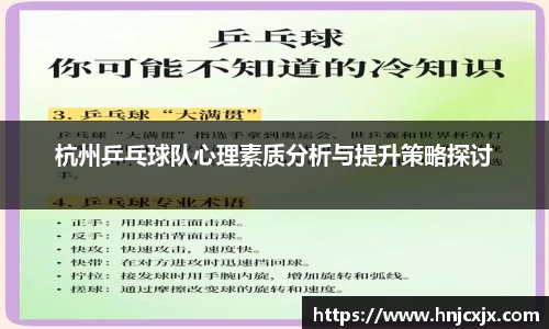 杭州乒乓球队心理素质分析与提升策略探讨